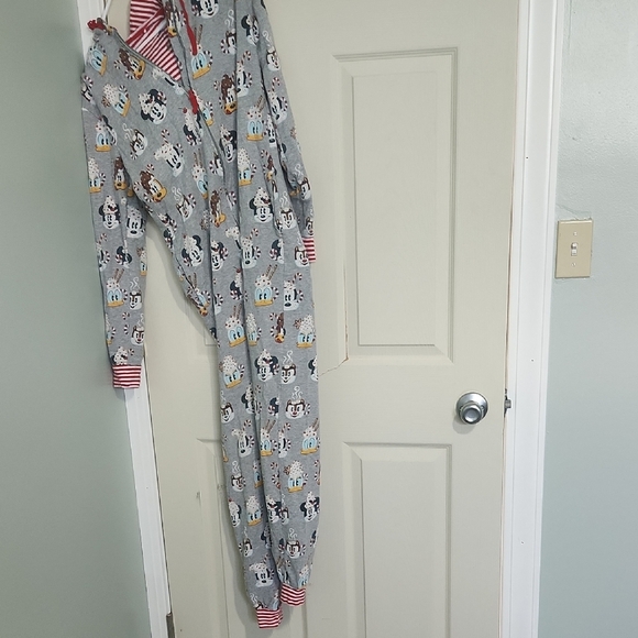 Disney Gray and Red Striped Onesie With Charcters - Picture 1 of 3